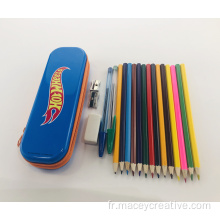 Étui à crayon à grande capacité à zipper en métal en métal